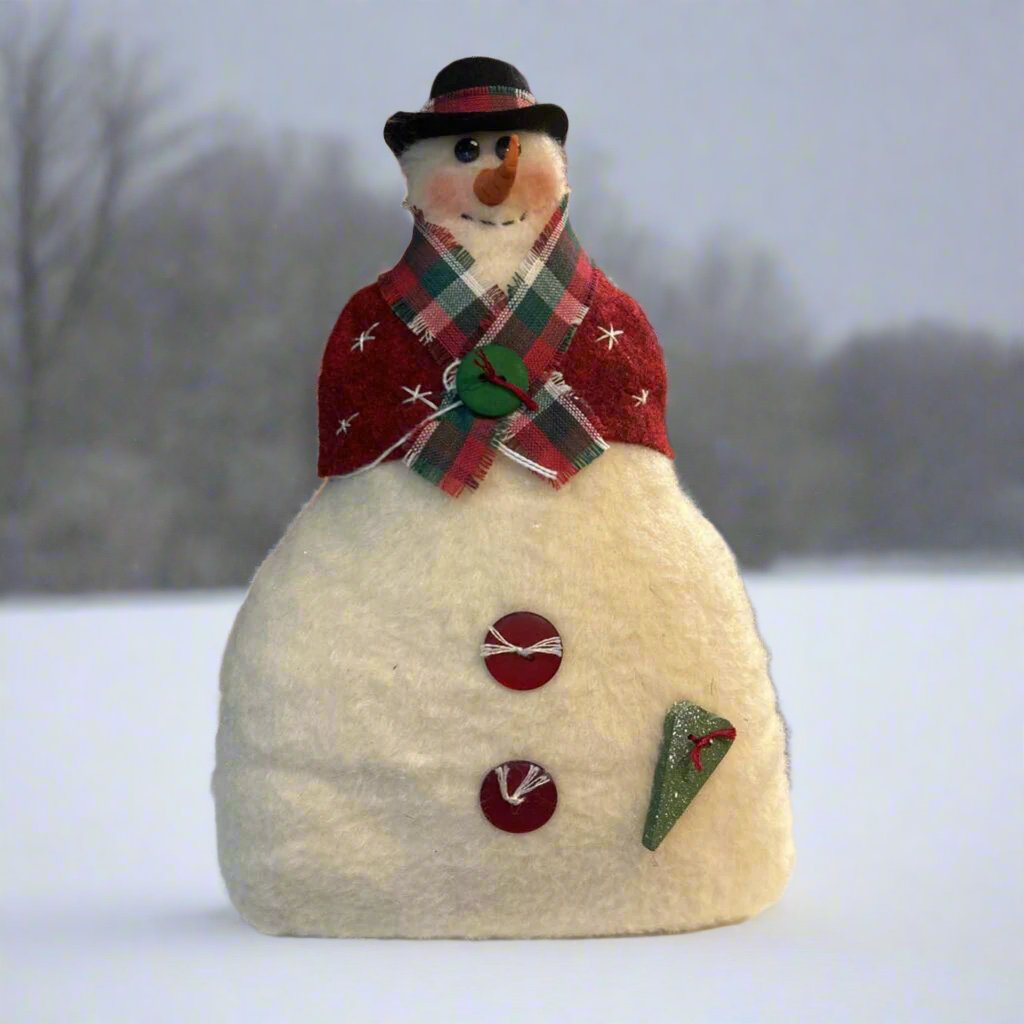 Sm Snowman with Vest Cranberry