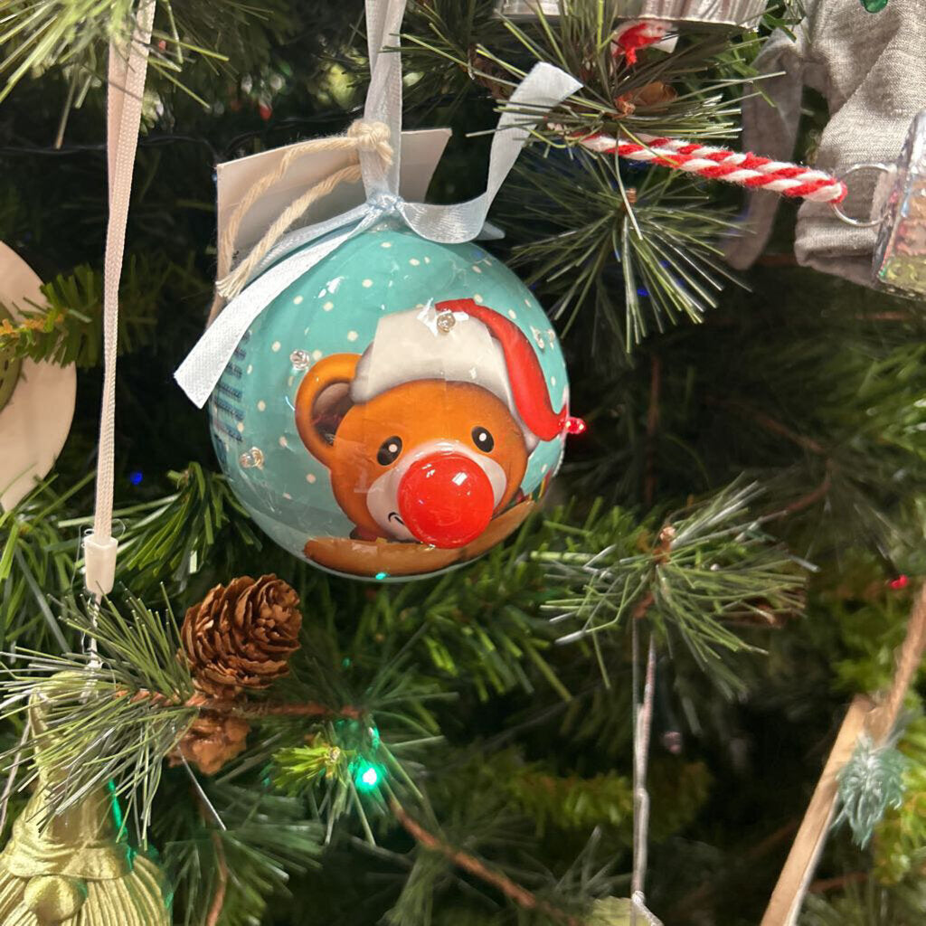 Lite up nose brown Bear Ornament