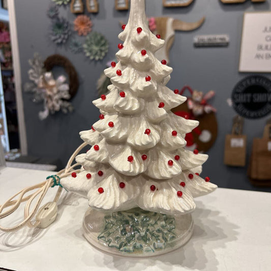 White Round Christmas Tree - Light Up