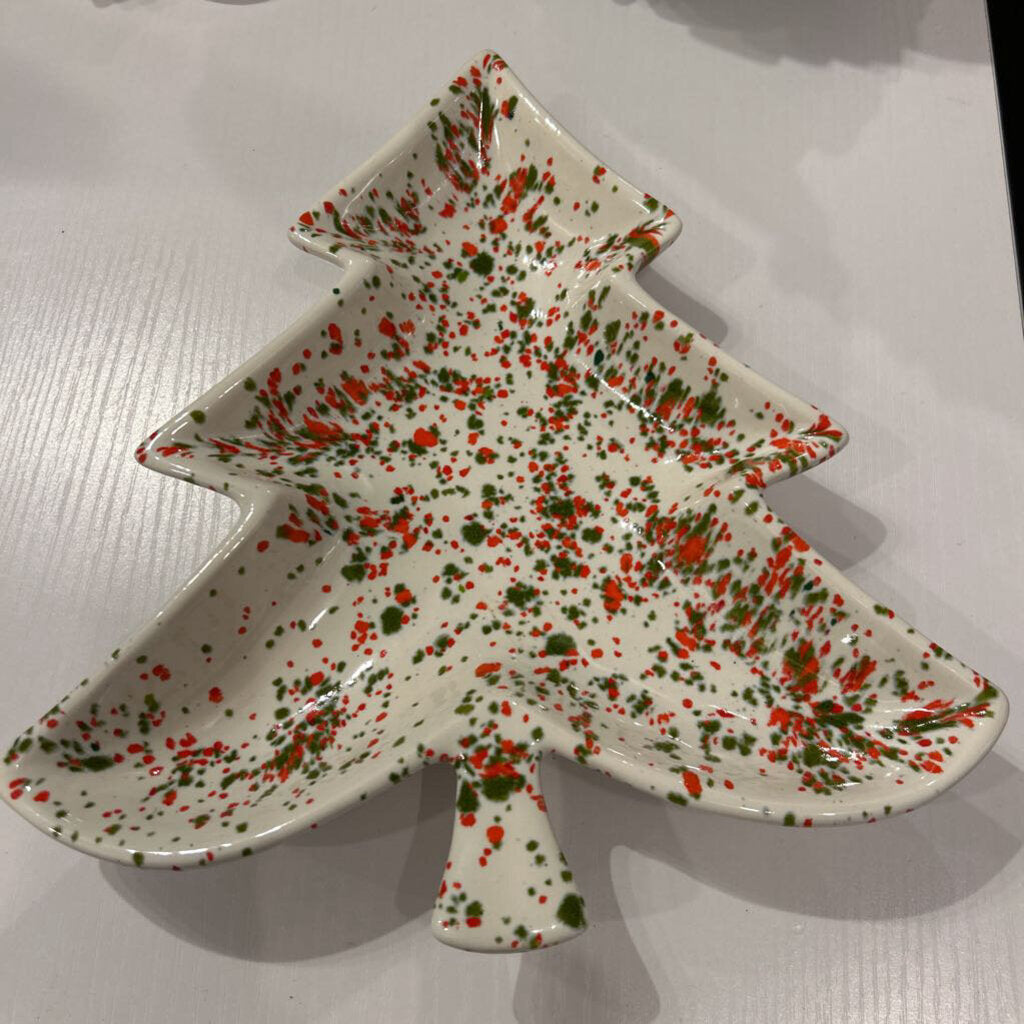 Large Christmas Tree Dish - Red & Green