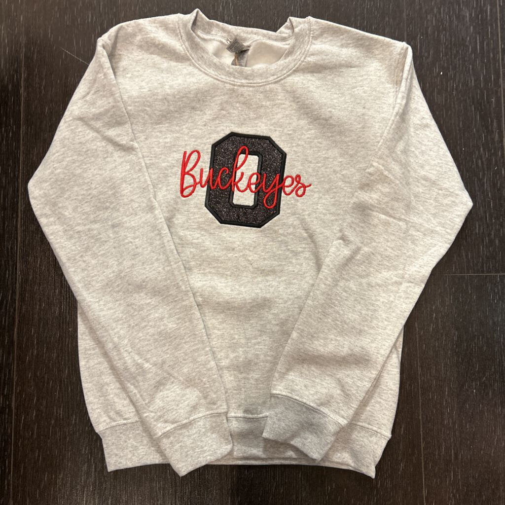 Embroidered Block " O" gray crew sweatshirt