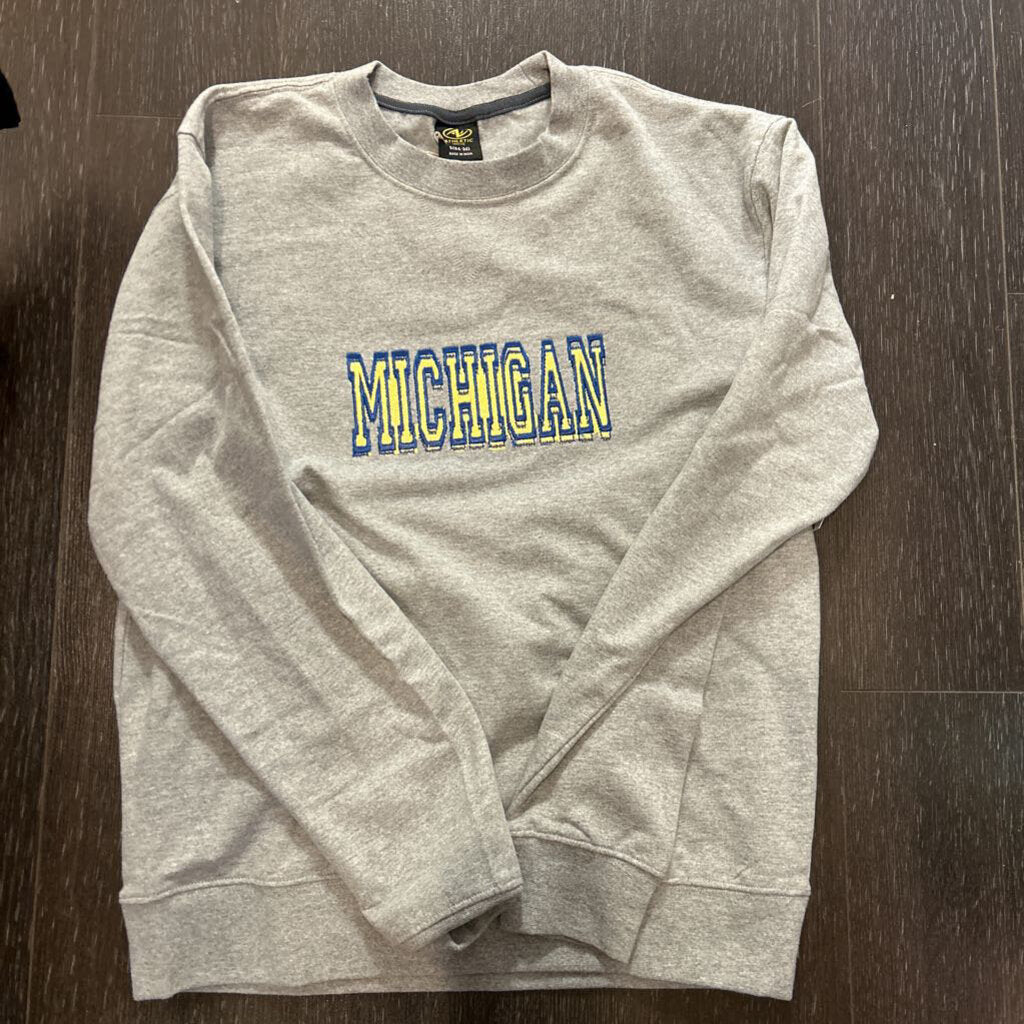 Embroidered Michigan gray crew sweatshirt