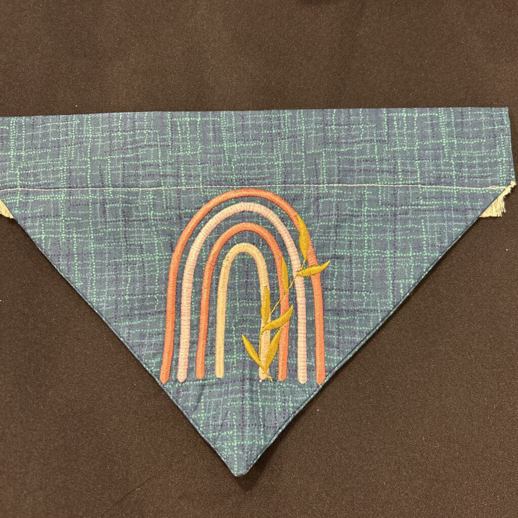 Embroidered Rainbow w/ Green Background dog bandana