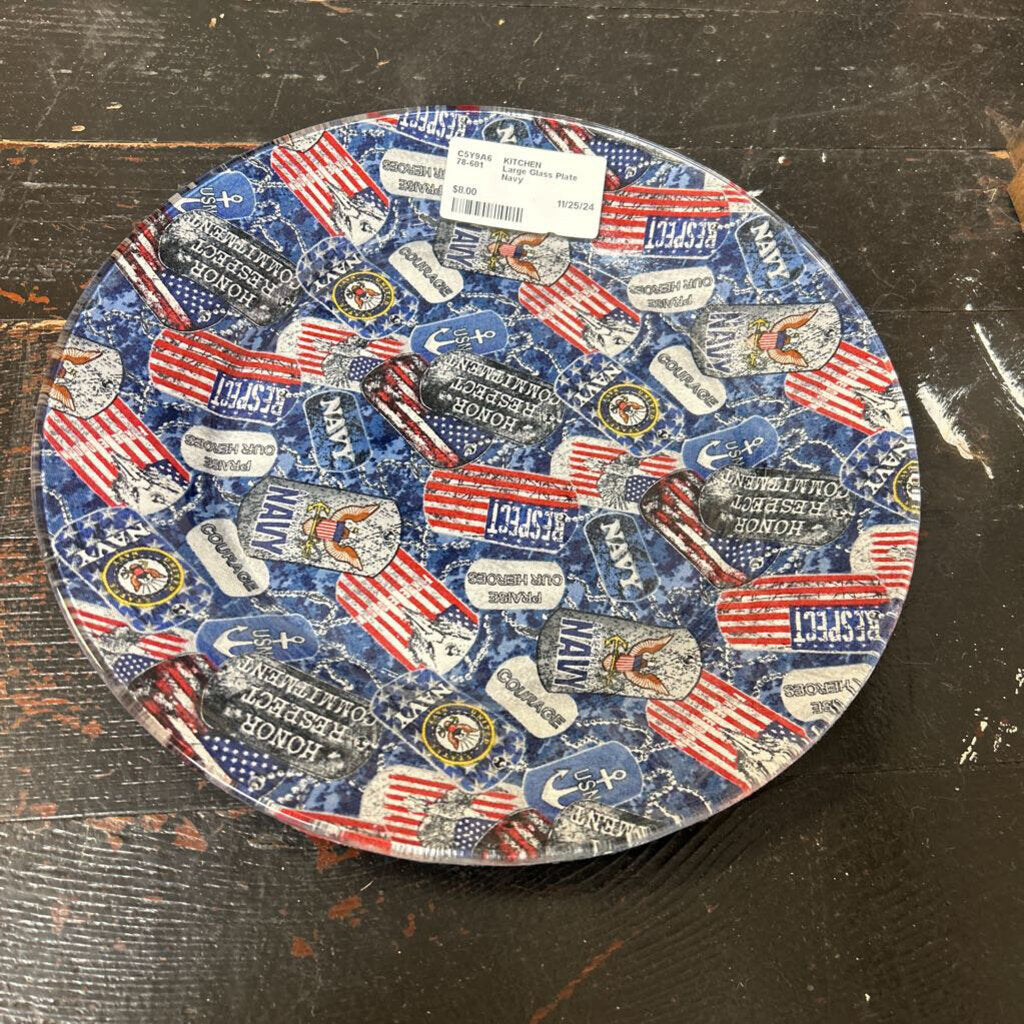 Large Glass Plate Navy
