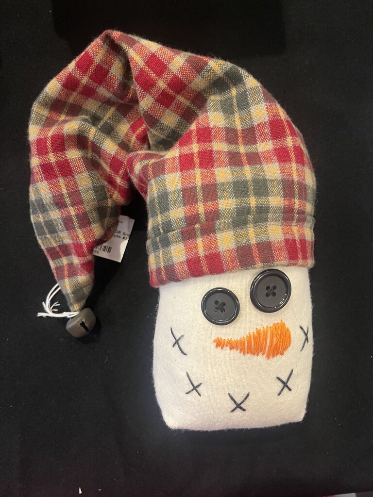 Snowman head w/button eyes #332 Green plaid