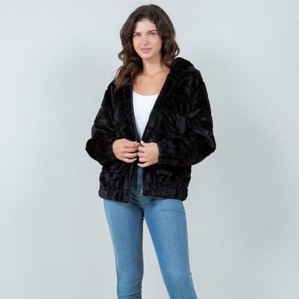 Faux Fur Jacket w/ Hood #7322616