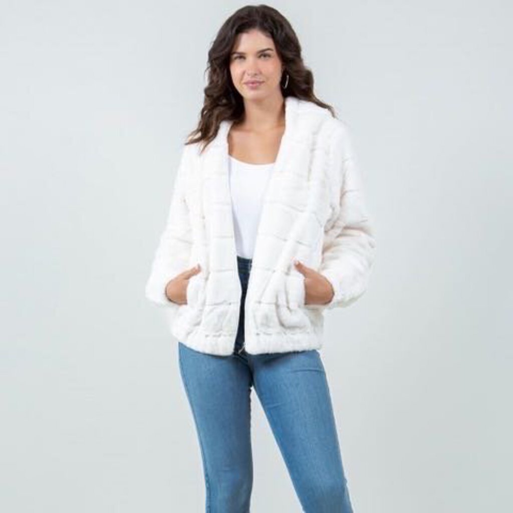 Faux Fur Jacket w/ Hood #7322616