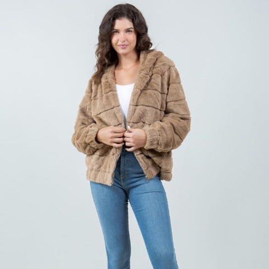 Faux Fur Jacket w/ Hood #7322616