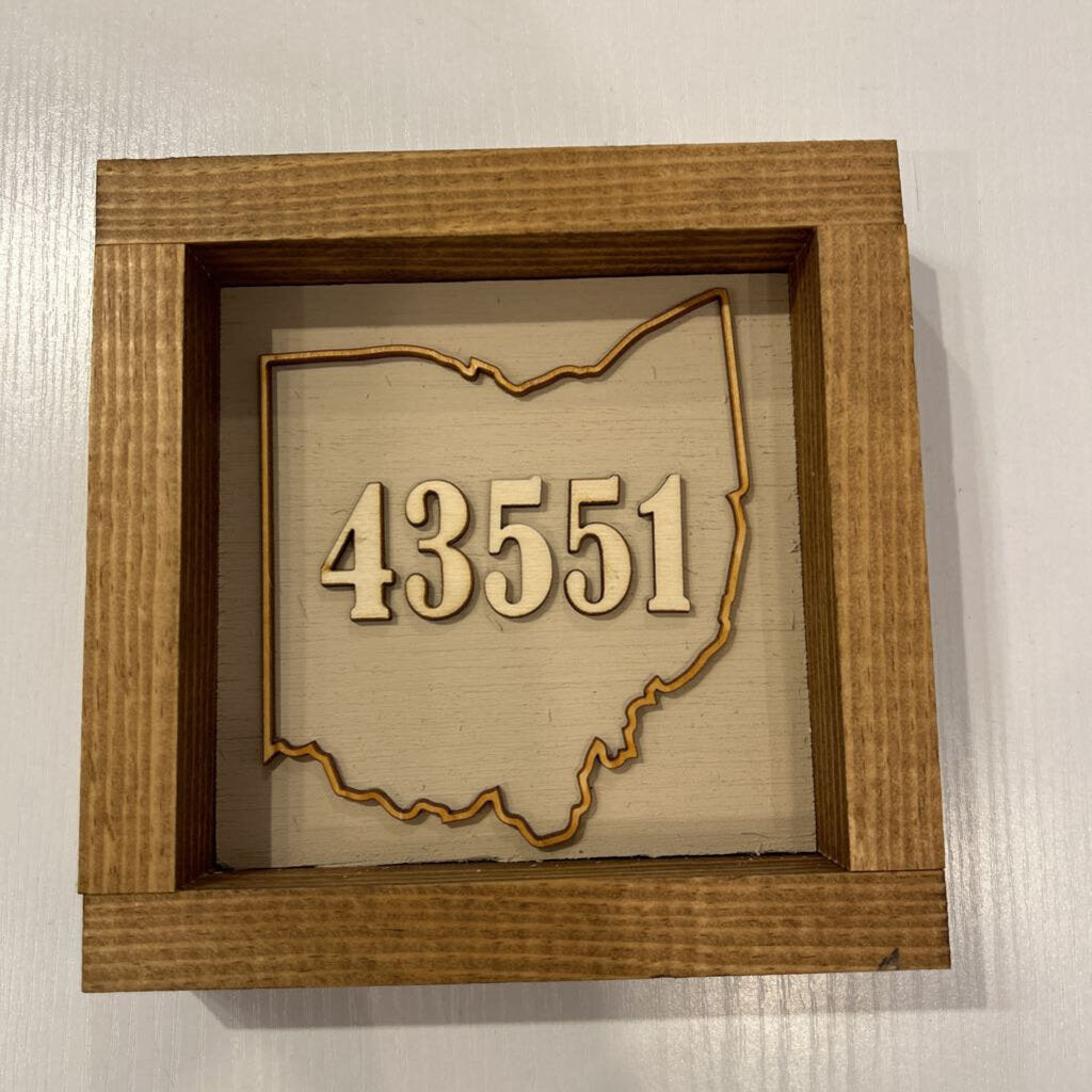 Wood Framed Zip Code Mini tan