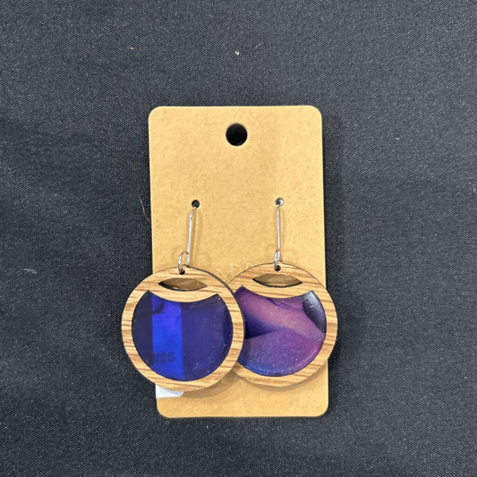 Purple Watercolor Inlay Eclipse Earrings