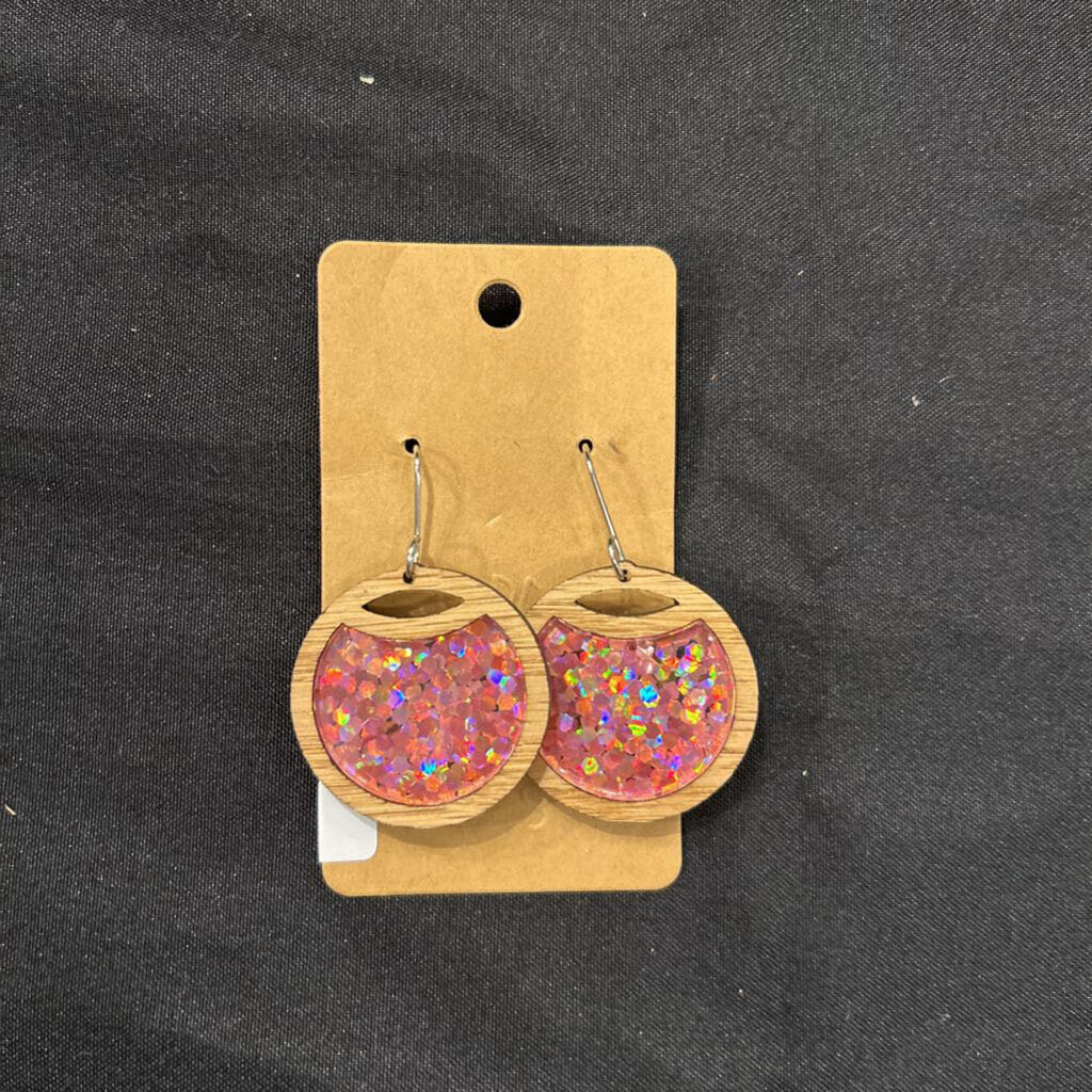 Pink Glitter Inlay Eclipse Earrings