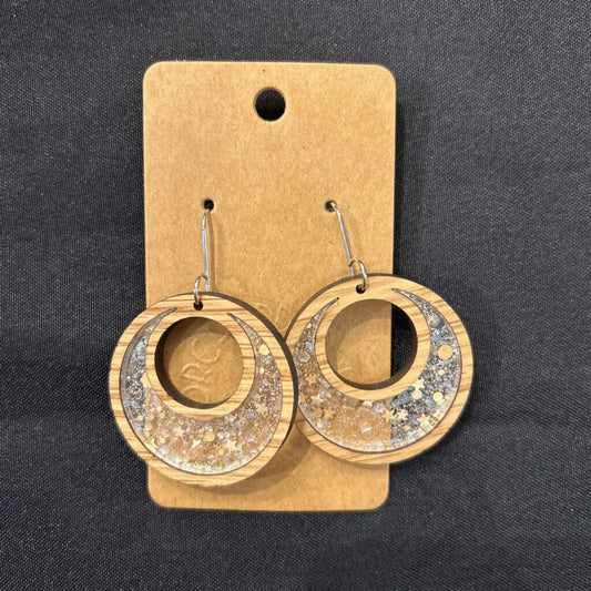 Champagne Glitter Inlay Circle Earrings