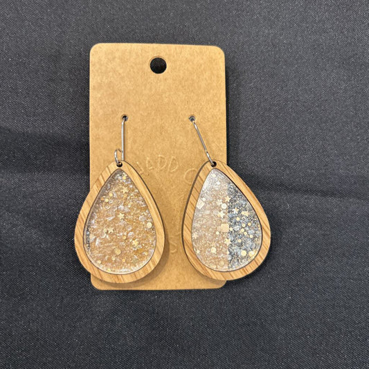 Champagne Glitter Inlay Drop Earrings