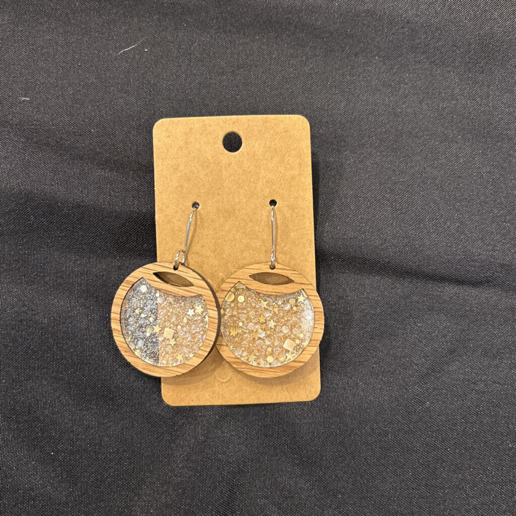 Champagne Glitter Inlay Eclipse Earrings