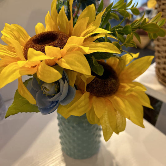 Teal/Sunflower Vase Small