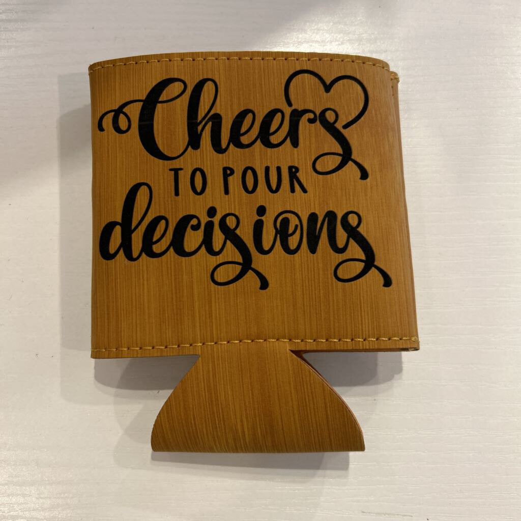 Bamboo to Black Leatherette Koozie-One Side-Cheers to Pour Decisions