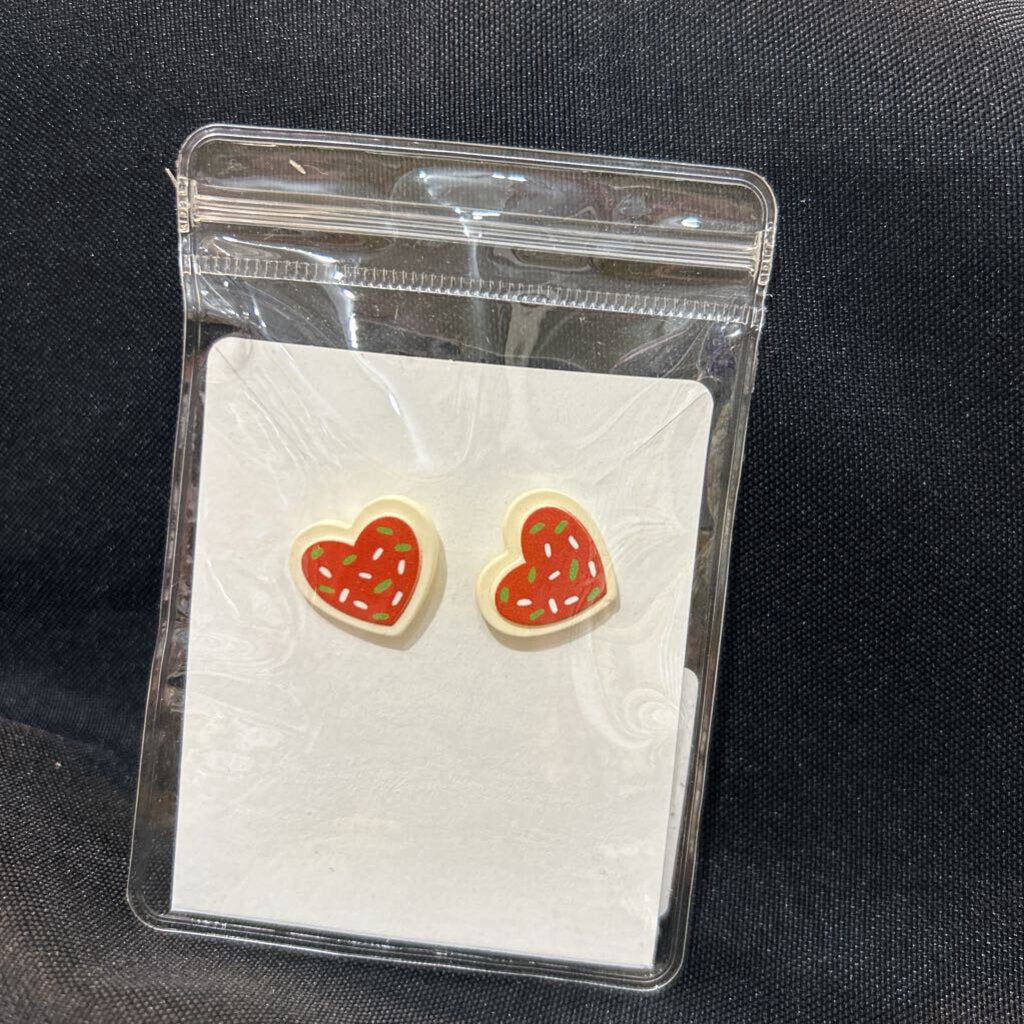 Heart Cookie Earring White