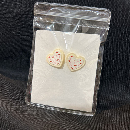 Heart Cookie Earring White