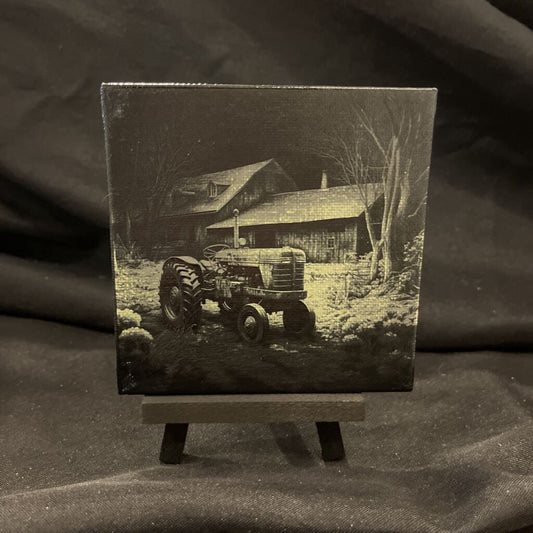 Tractor Painted Canvas With Easel