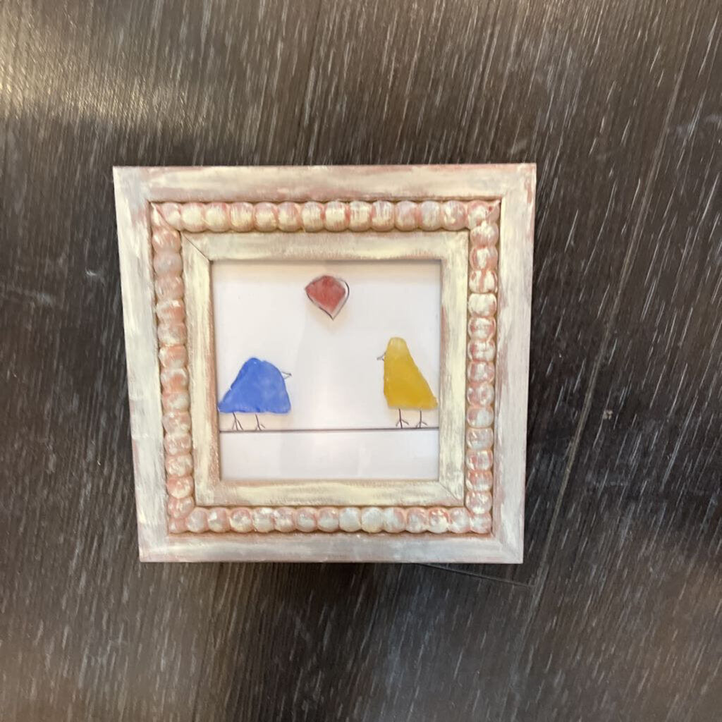 Beach Glass Love Birds Frame