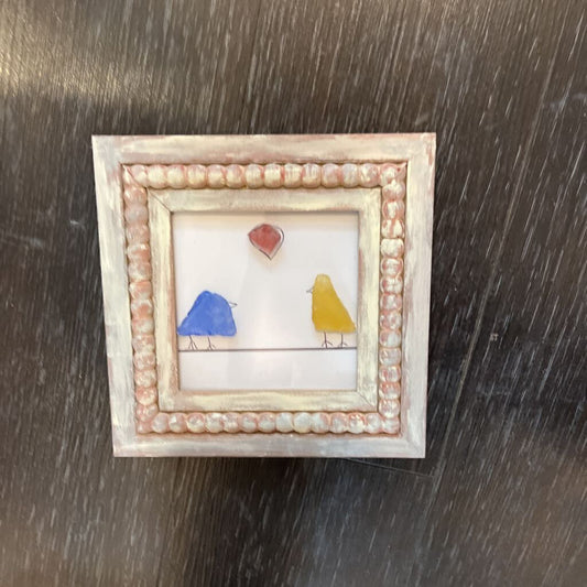 Beach Glass Love Birds Frame