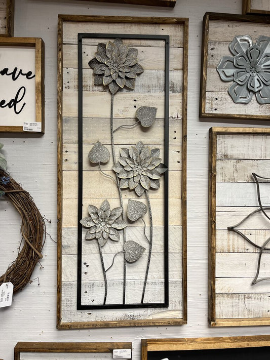 Metal Framed Grey Floral