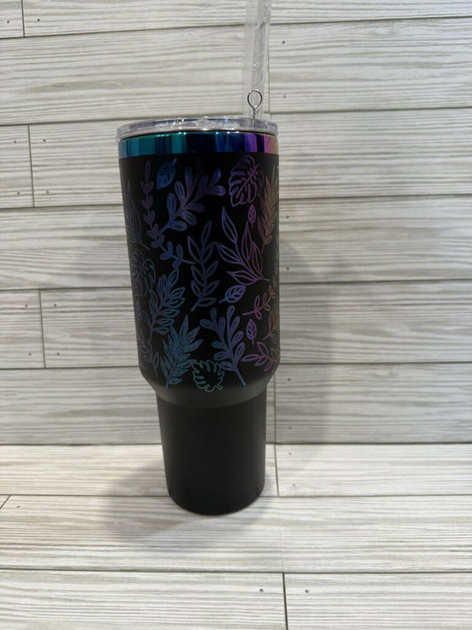 Holographic leaves 40 oz tumbler