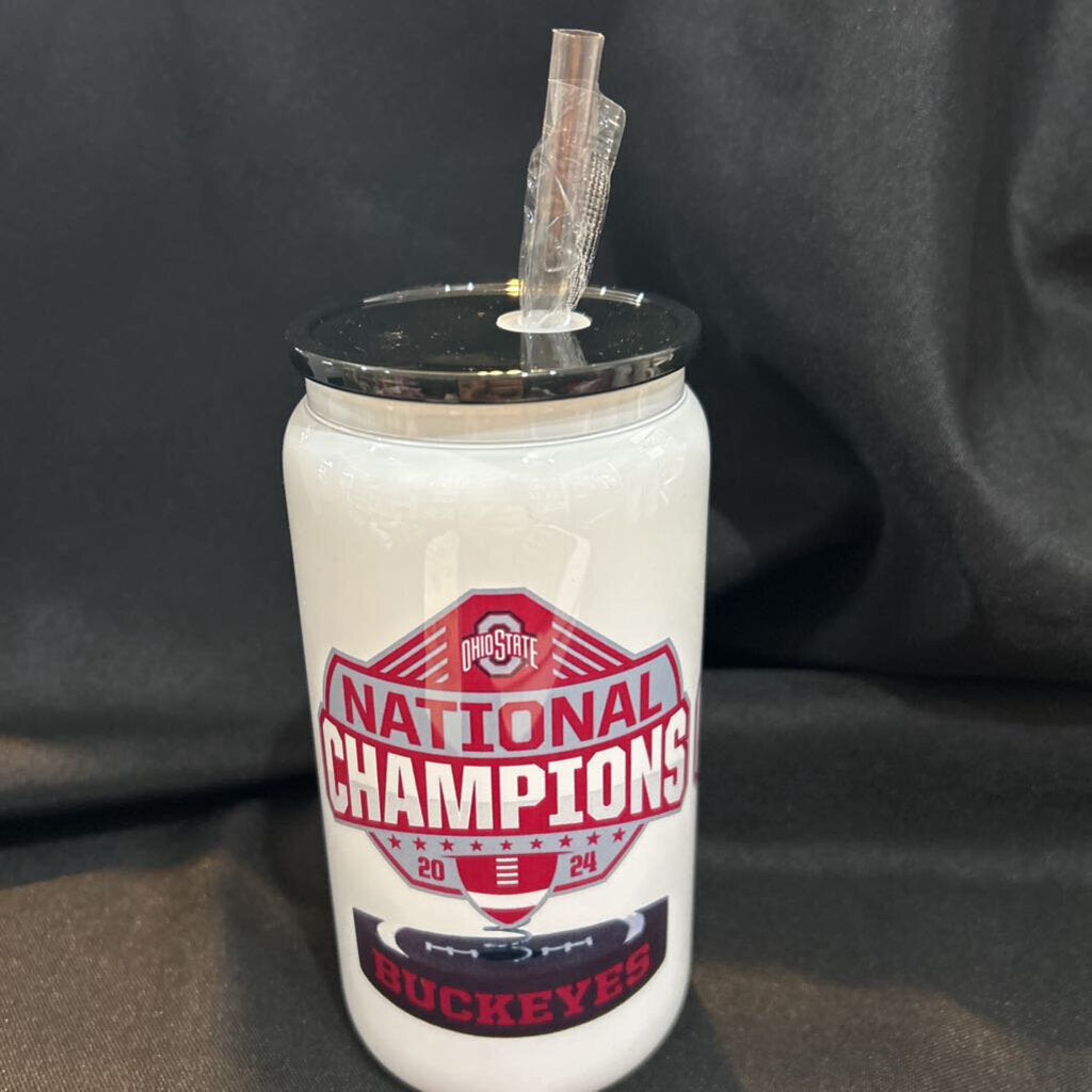 OSU Natty Logos w/Ball white beer can glass