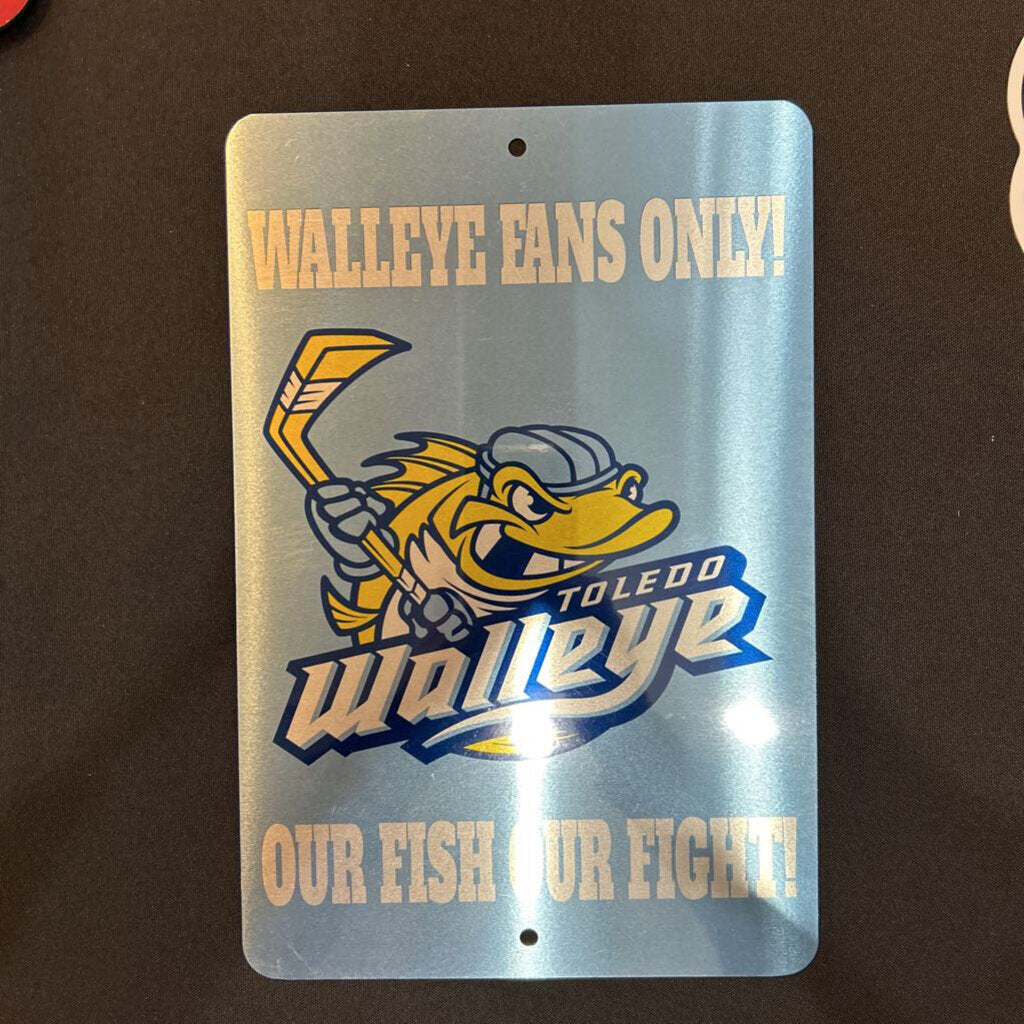 Toledo Walleye Blue on Silver Sign