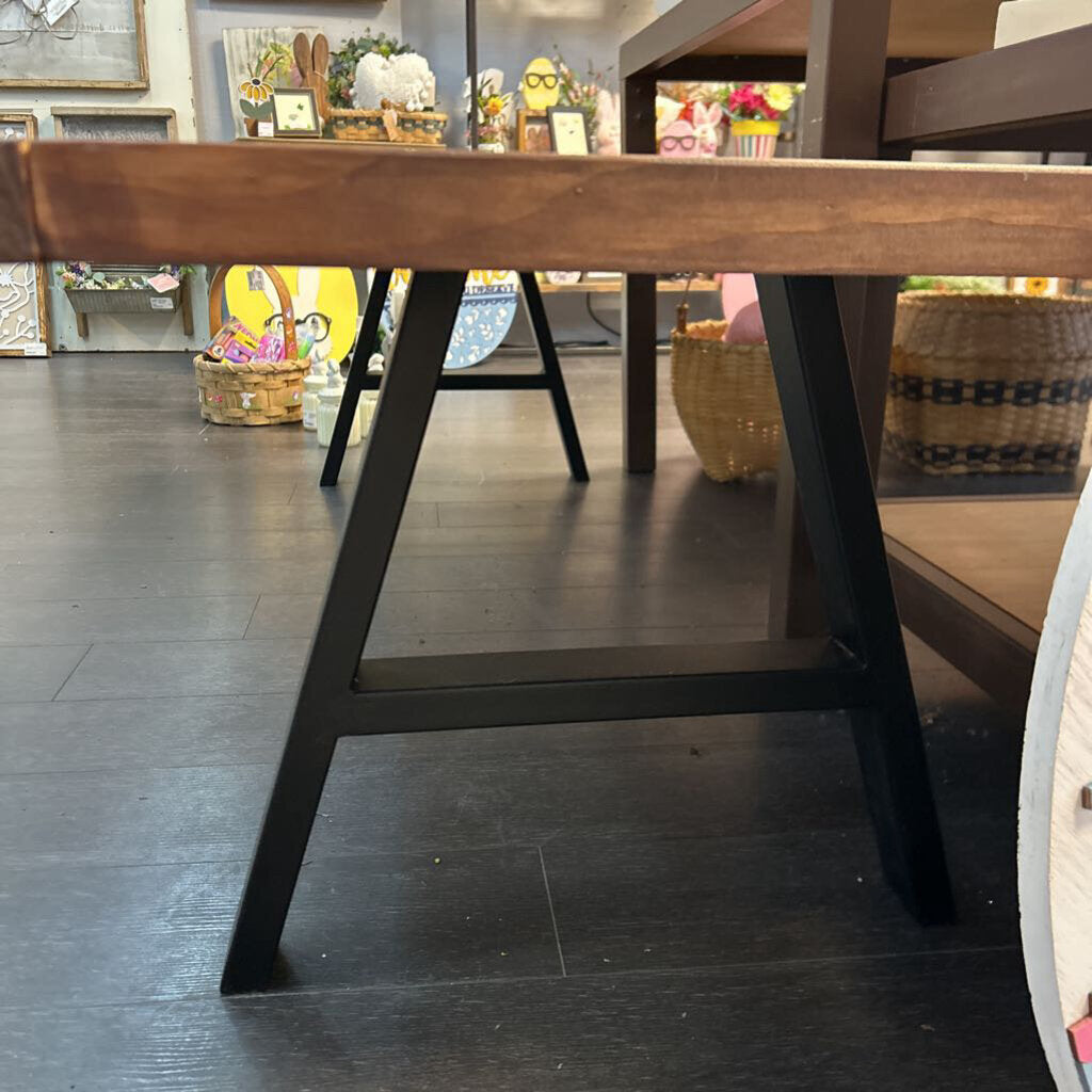 Rustic 61" Wood & Metal Bench