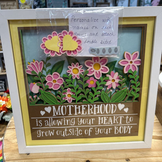 Motherhood (personalized), white framed shadowbox