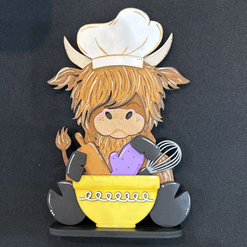 Baking Highland Cow Shelf Sitter Yellow