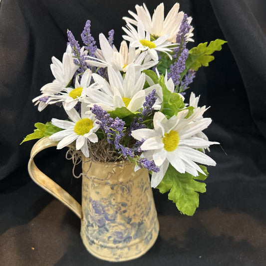 Rustic Tin Pitcher Rustic Floral Arrangement