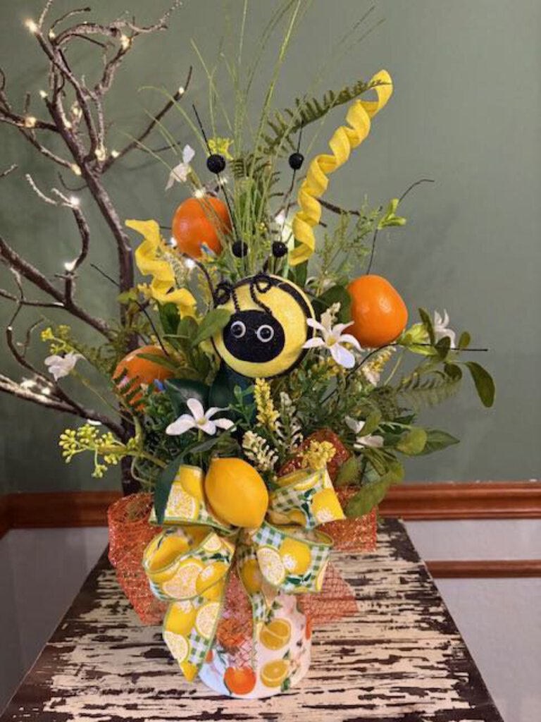 Floral Orange & Lemon Planter