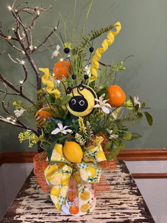 Floral Orange & Lemon Planter