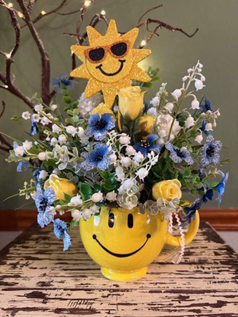 Floral Happy Face Cup