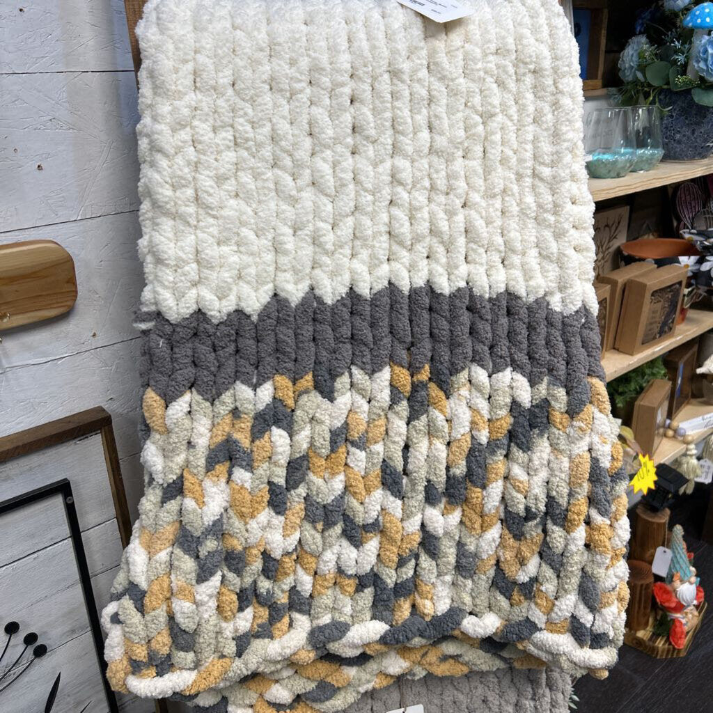 Chunky Blanket-Yellow Multi/Cream/Gry
