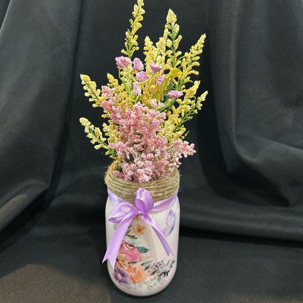 Decorative pastel floral mason jar