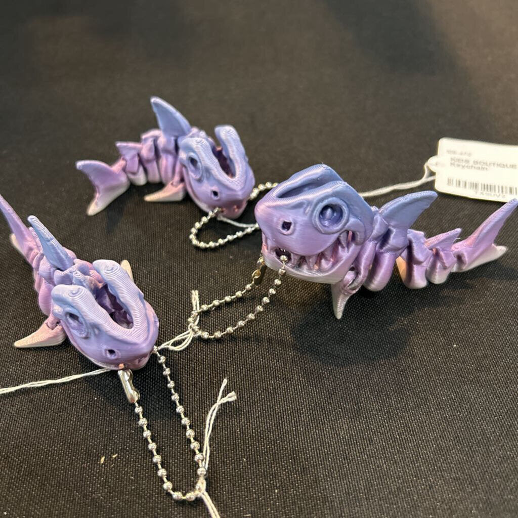 3D Skeleton Purple Ombre Shark Keychain