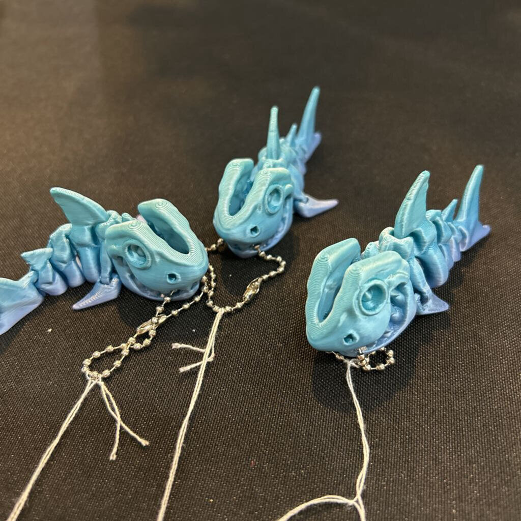 3D Skeleton Blue Ombre Shark Keychain