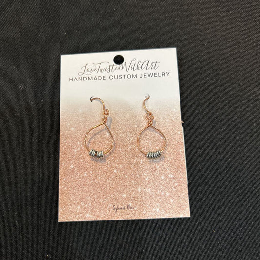 Copper and silver earrings