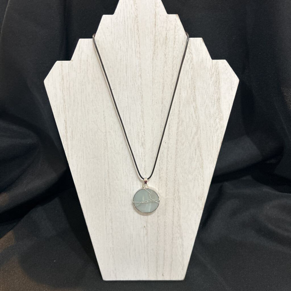 Corded Silver Twisted Amazonite Necklace