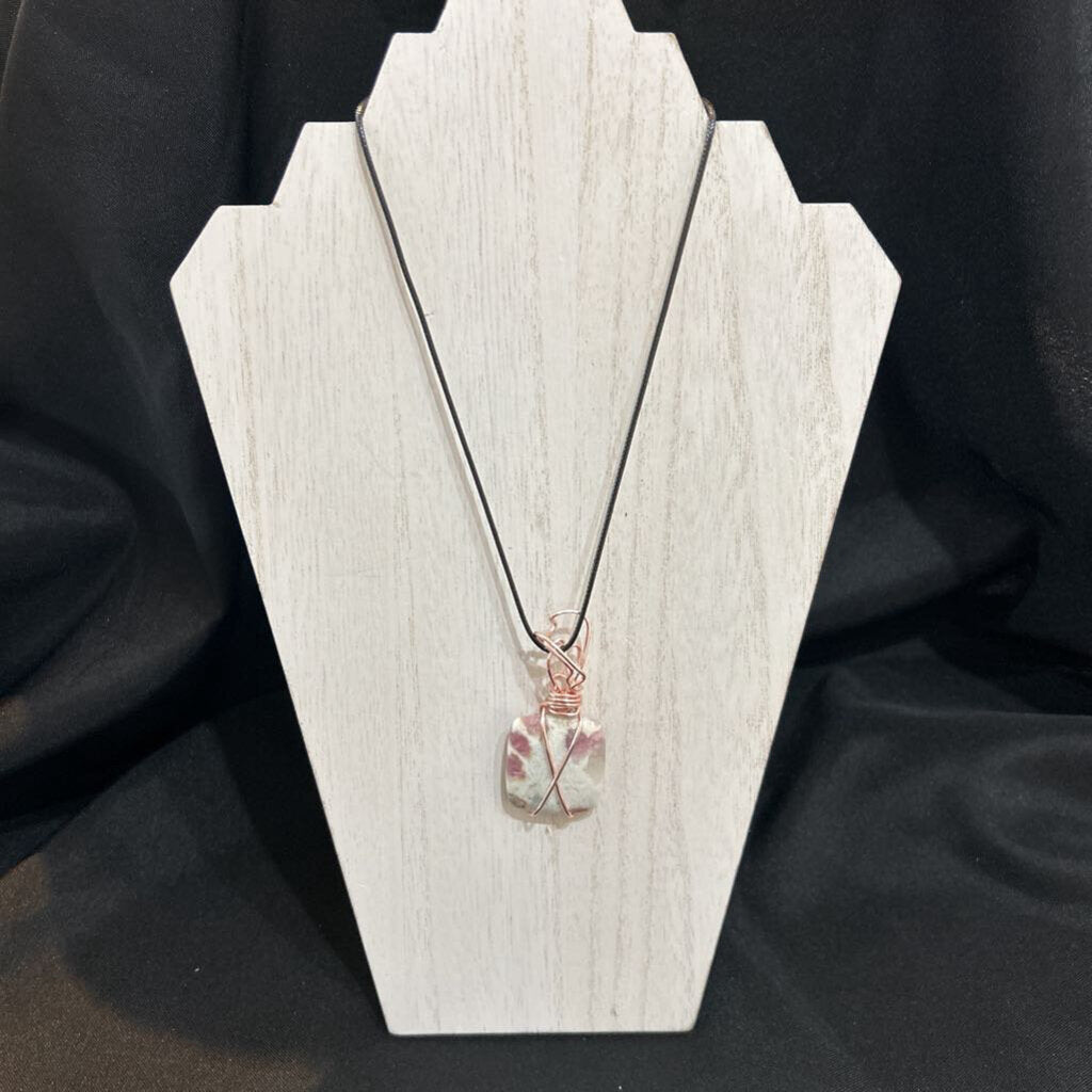 Corded Rose Gold Twisted Pink Tourmaline Quartz Necklace