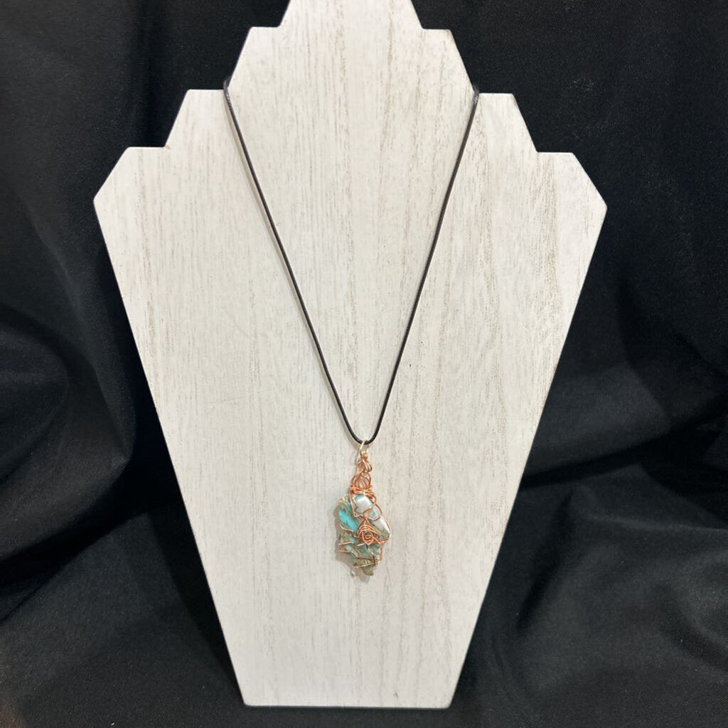 Corded Copper Twisted Agate Necklace