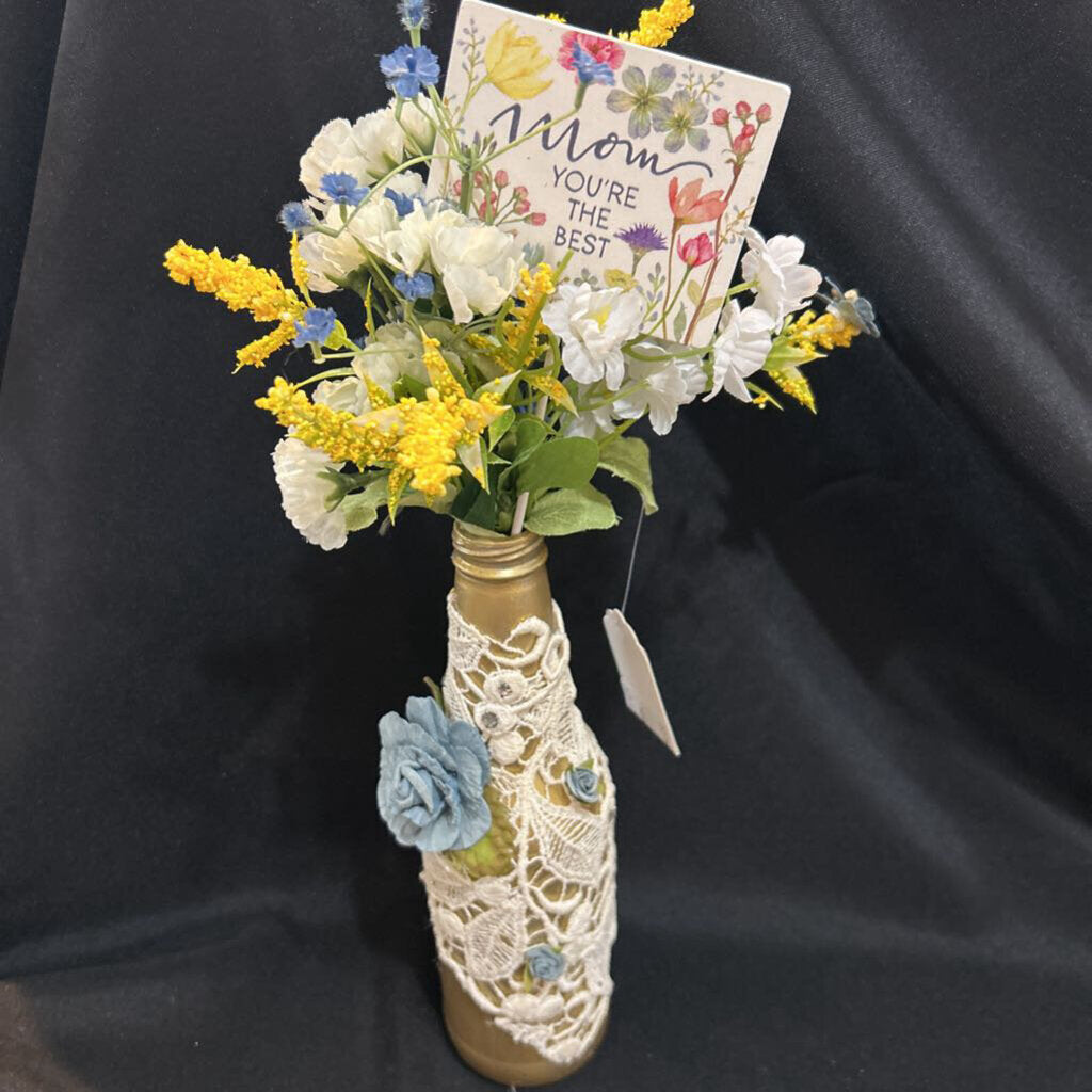 Floral Gold Bottle Vase