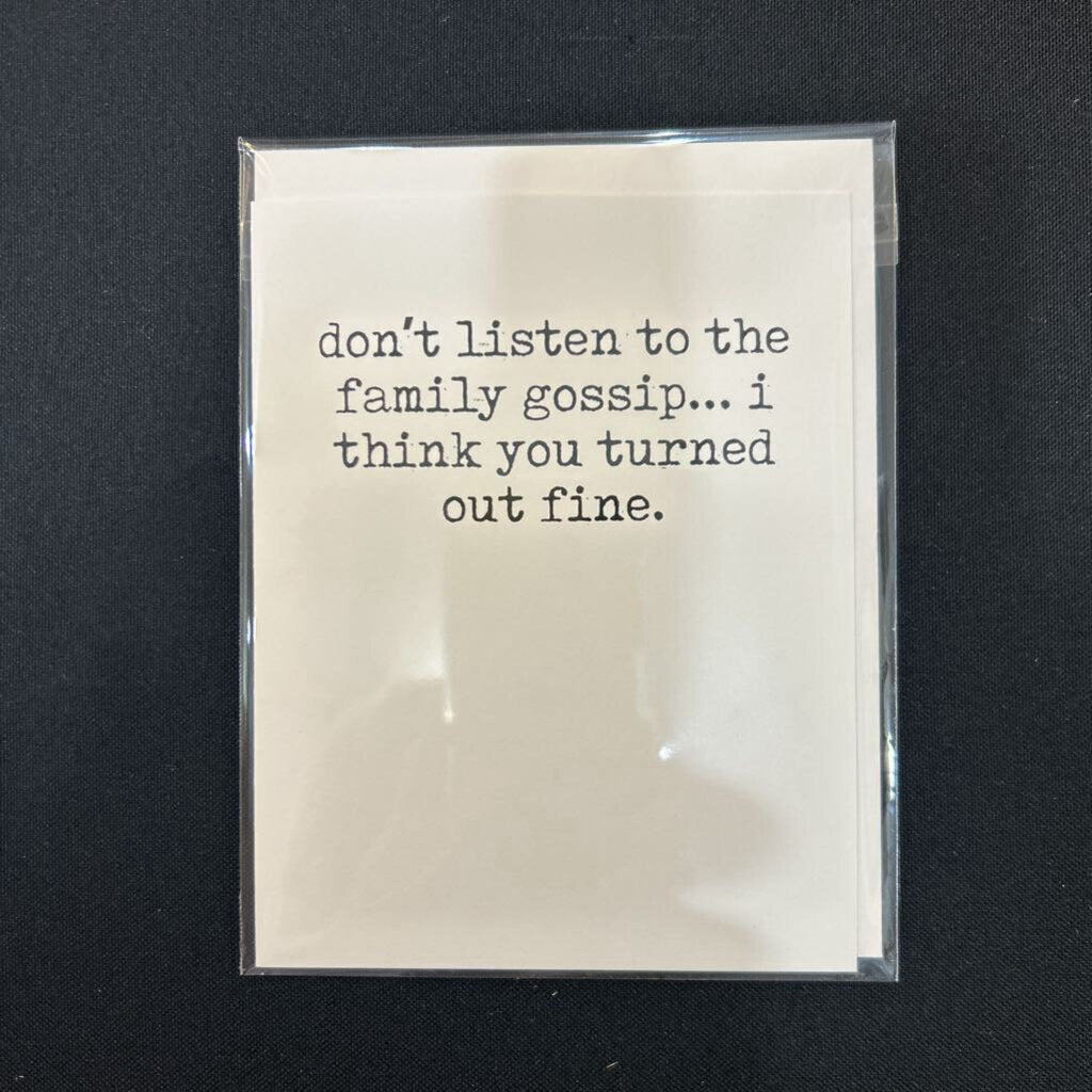Family Gossip, Card