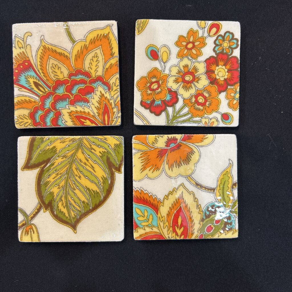 Square Coaster Set-Yellow Floral
