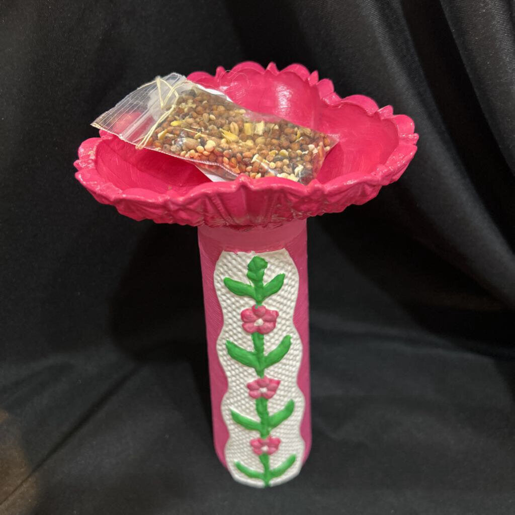 Pink Vase w/Flowers (Bird Feeder)
