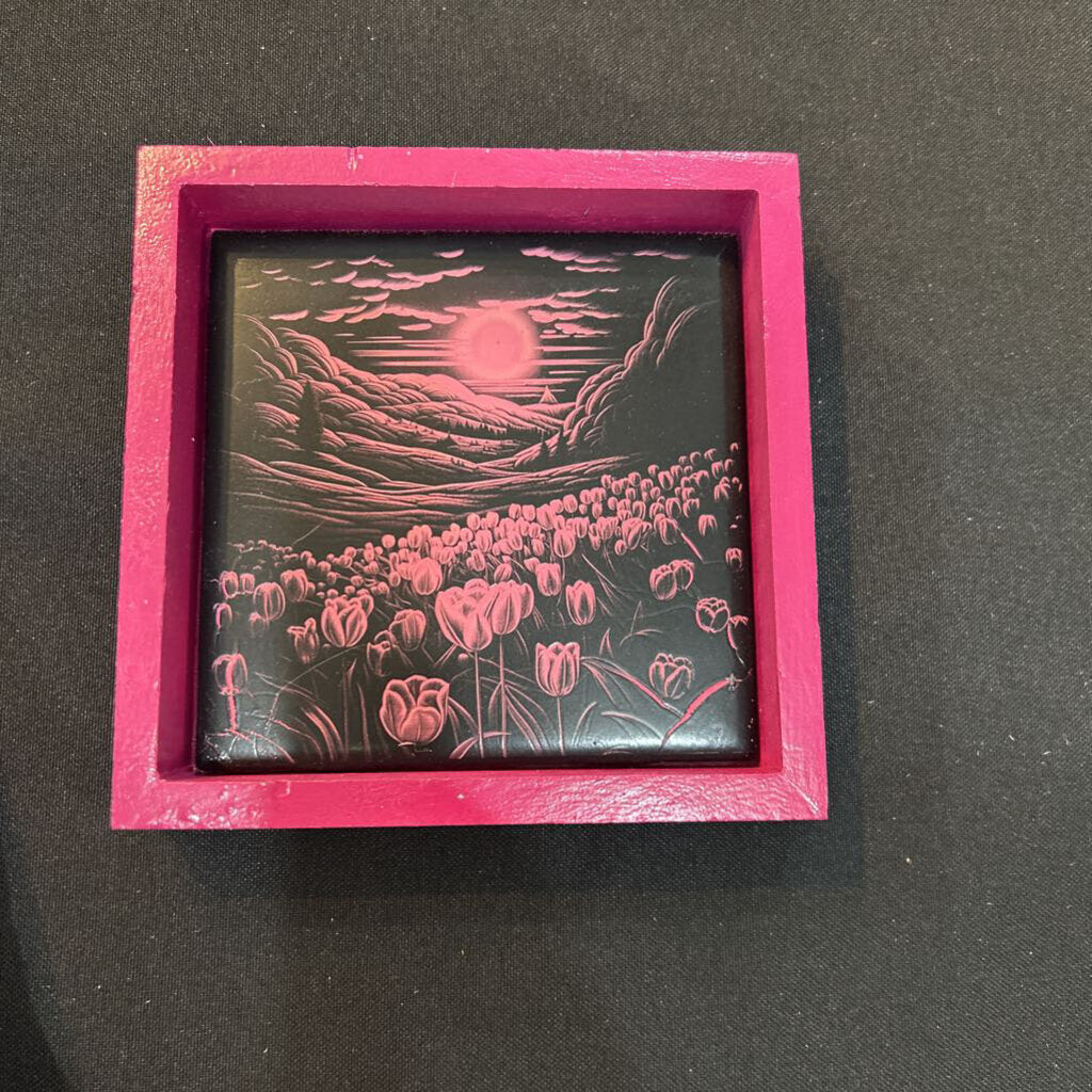 Tulip Meadow Painted Tile