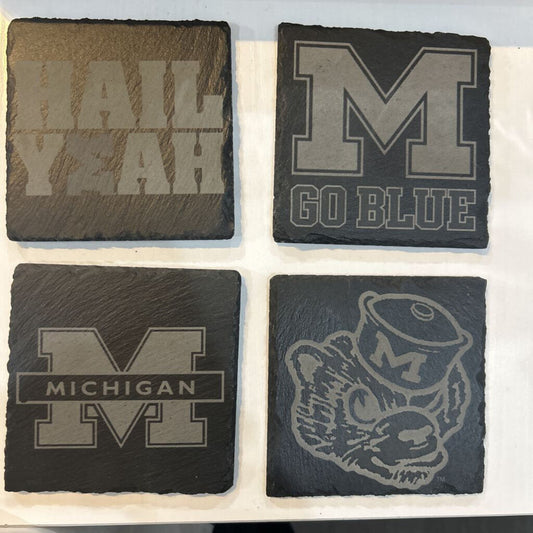 Engraved Slate Coasters Michigan Set 4